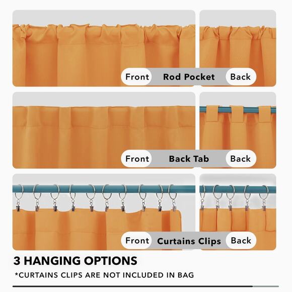 Deconovo Solid Back Tab and Rod Pocket Curtains 52x84 , Set Of 2 - Picture 3 of 4